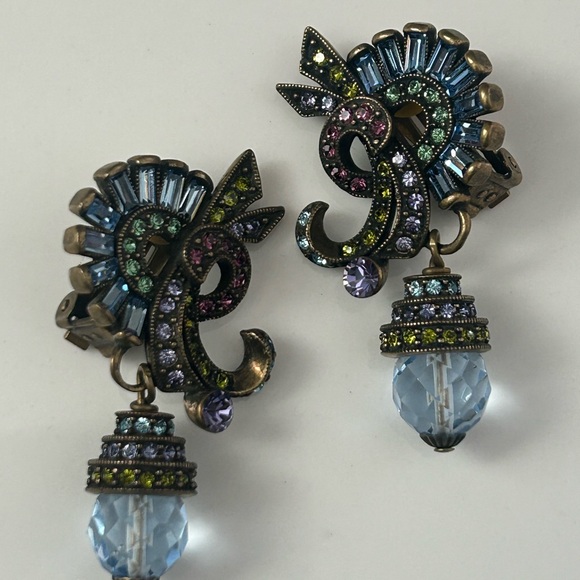 Beautiful Heidi Daus Swarovski crystal art deco necklace & clip on earrings. - Picture 6 of 14